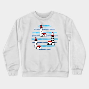 Lighthouse - Navy pattern Crewneck Sweatshirt